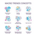 Macro trends concept icons set