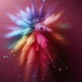 Macro Upward View of Soft Rainbow Colored Powder Against Solid Burgundy Background Royalty Free Stock Photo