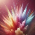 Macro Upward View of Soft Rainbow Colored Powder Against Solid Burgundy Background Royalty Free Stock Photo