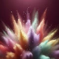 Macro Upward View of Soft Rainbow Colored Powder Against Solid Burgundy Background Royalty Free Stock Photo