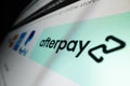 Macro view of Afterpay logo on website Royalty Free Stock Photo