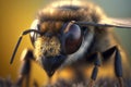 Macro view of the bee head. Close-up. Generative AI Royalty Free Stock Photo