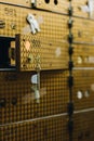 Macro View of Brass Safety Deposit Boxes - Abandoned Bank - Youngstown, Ohio Royalty Free Stock Photo