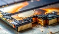 Catastrophic Electronic Failure and Fire Damage Royalty Free Stock Photo