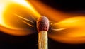 Fiery Ignition of a Matchstick in Macro Detail Royalty Free Stock Photo