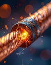 HighPower Energy Flow Through Copper Cable Royalty Free Stock Photo