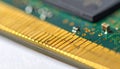 Macro View of Computer RAM Module Gold Contacts Royalty Free Stock Photo