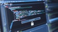 Macro View of Computer Screen Showing Binary Code and Password Security Royalty Free Stock Photo