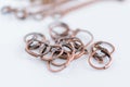 Macro view copper earring hooks. Craft supplies