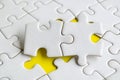Macro view of empty white jigsaw puzzle with customizable space for text or ideas Royalty Free Stock Photo