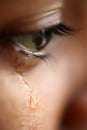 Macro view of an eye with tears Royalty Free Stock Photo