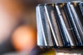 Macro view of gears oil contaminated Royalty Free Stock Photo