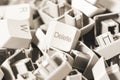 Macro view of a heap of computer keyboard keys