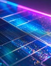 Futuristic Silicon Wafer with Neon Glow Royalty Free Stock Photo