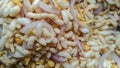 macro view of indian snacks with puffed rice corns Royalty Free Stock Photo