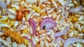 macro view of indian snacks with puffed rice corns Royalty Free Stock Photo