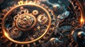 Macro view of intricate mechanical clockwork
