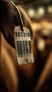 Macro View of Livestock Ear Tag with Barcode for Identification and Tracking in Agriculture Royalty Free Stock Photo