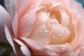 macro view of many delicate smooth pink colored peony flower. Lots of wet petals with water drops shining on summer Royalty Free Stock Photo