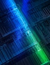 Macro View of a Microchip with Data Light Streams Royalty Free Stock Photo