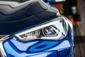 Macro view of modern car headlight Royalty Free Stock Photo