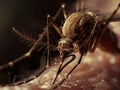 Close-Up Mosquito Feeding Royalty Free Stock Photo