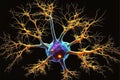 Macro view of neu ron inside brain, nerve cell with dendrites, illustration, generative AI Royalty Free Stock Photo