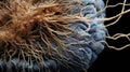 Macro View Of Neural Fibers: Gritty Reportage Of Brain With Hairs