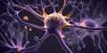 Macro view of neuron inside brain. Generative AI