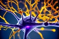 Macro view of neuron inside brain nerve cell with, generative AI Royalty Free Stock Photo