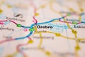 Macro view of Ãârebro and surrounding map area.. Royalty Free Stock Photo