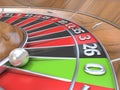 Macro view of a roulette table. Green zero. 3D render
