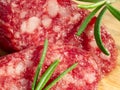 Macro view of the sausage with bacon and herbs Royalty Free Stock Photo