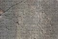 Macro view of script on Inscribed Pillar in Xanthos Ancient City