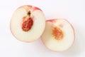 Macro view of sliced peaches Royalty Free Stock Photo