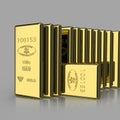 Macro view of stacks of gold bars Royalty Free Stock Photo