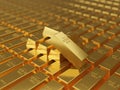 Macro view of stacks of gold bars Royalty Free Stock Photo