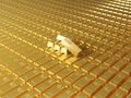 Macro view of stacks of gold bars