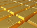 Macro view of stacks of gold bars Royalty Free Stock Photo