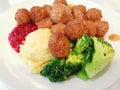 Macro view of a swedish meatball on a plate