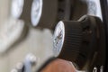 Tone potentiometer on an electric guitar in macro