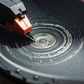 Macro View of Turntable Stylus on Vinyl Record Royalty Free Stock Photo