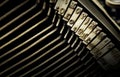 Macro view of type characters of typewriter Royalty Free Stock Photo