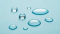Macro water droplets on a light blue surface drops Royalty Free Stock Photo