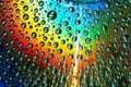 Macro of water drops on multicolor background