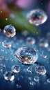 Macro Water Drops on Surface with Reflections Creating a Serene and Dreamy Atmosphere Royalty Free Stock Photo