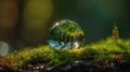 Macro Waterdrop Concept. Droplet with Green Reflection of Nature, Ecological and Environmental Image. Ai Generated Royalty Free Stock Photo