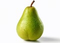 Macro wet clean green pear on white background.AI Generative Royalty Free Stock Photo