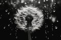 Macro white blowball monochrome plant black dandelion art beauty poster nature flower drops Royalty Free Stock Photo