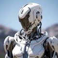 macro white humanoid robot, ai generative